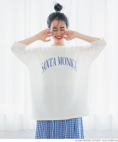 coca（coca）（コカ）の「大人ニュアンスカレッジTEE（Tシャツ/カットソー・レディース・ホワイト/ブルー・ONE SIZE）」の8枚目の写真