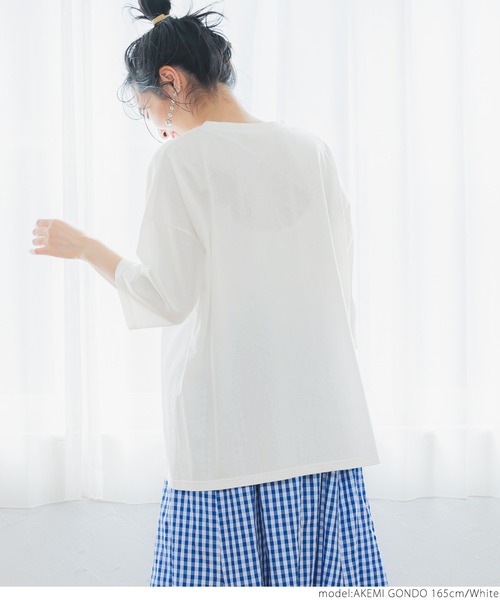 coca（coca）（コカ）の「大人ニュアンスカレッジTEE（Tシャツ/カットソー・レディース・ホワイト/ブルー・ONE SIZE）」の9枚目の写真