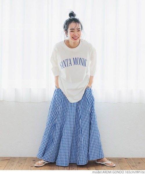 coca（coca）（コカ）の「大人ニュアンスカレッジTEE（Tシャツ/カットソー・レディース・ホワイト/ブルー・ONE SIZE）」の10枚目の写真