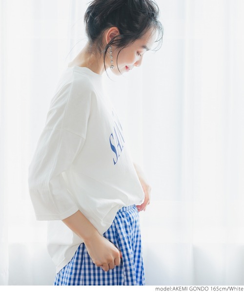 coca（coca）（コカ）の「大人ニュアンスカレッジTEE（Tシャツ/カットソー・レディース・ホワイト/ブルー・ONE SIZE）」の11枚目の写真