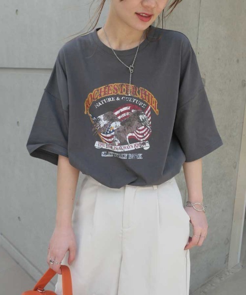 CORNERS（コーナーズ）の「イーグルプリントTシャツ（Tシャツ/カットソー・レディース・オフホワイト/スミクロ/オートミール/ホワイト系その他2/ブラック系その他/ブラック系その他3/ブラック/ブラック系その他2/ホワイト/ホワイト系その他/ホワイト系その他3・FREE）」の13枚目の写真