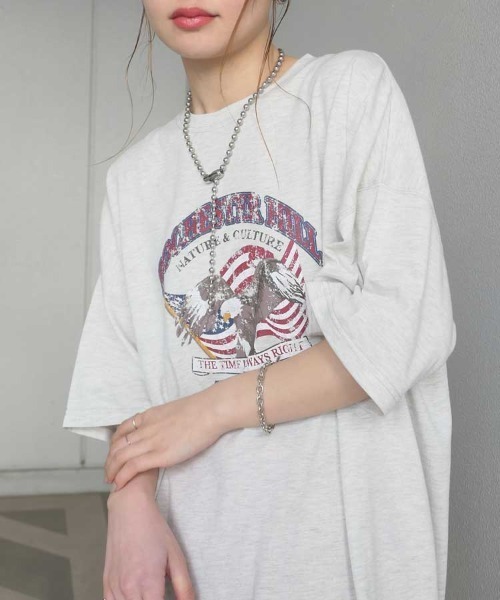 CORNERS（コーナーズ）の「イーグルプリントTシャツ（Tシャツ/カットソー・レディース・オフホワイト/スミクロ/オートミール/ホワイト系その他2/ブラック系その他/ブラック系その他3/ブラック/ブラック系その他2/ホワイト/ホワイト系その他/ホワイト系その他3・FREE）」の15枚目の写真