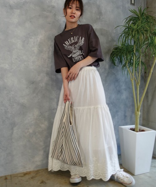 CORNERS(コーナーズ)の「イーグルプリントTシャツ(Tシャツ/カットソー・レディース・オフホワイト/スミクロ/オートミール/ホワイト系その他2/ブラック系その他/ブラック系その他3/ブラック/ブラック系その他2/ホワイト/ホワイト系その他/ホワイト系その他3・FREE)」の20枚目の写真