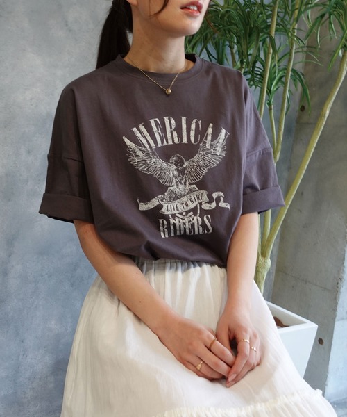 CORNERS(コーナーズ)の「イーグルプリントTシャツ(Tシャツ/カットソー・レディース・オフホワイト/スミクロ/オートミール/ホワイト系その他2/ブラック系その他/ブラック系その他3/ブラック/ブラック系その他2/ホワイト/ホワイト系その他/ホワイト系その他3・FREE)」の22枚目の写真