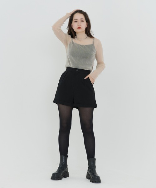 TINA：JOJUN（ティーナジョジュン）の「ハイネック シアーラメトップス TINA：JOJUN（Tシャツ/カットソー・レディース・ベージュ/ピンク/カーキ/ブラック・M）」の7枚目の写真