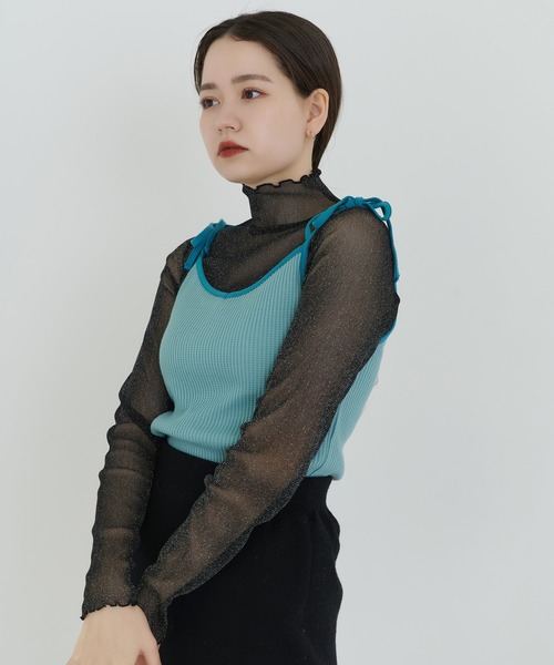 TINA：JOJUN（ティーナジョジュン）の「ハイネック シアーラメトップス TINA：JOJUN（Tシャツ/カットソー・レディース・ベージュ/ピンク/カーキ/ブラック・M）」の18枚目の写真