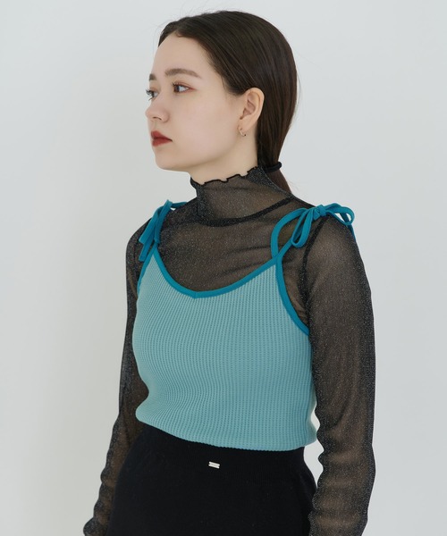 TINA：JOJUN（ティーナジョジュン）の「ハイネック シアーラメトップス TINA：JOJUN（Tシャツ/カットソー・レディース・ベージュ/ピンク/カーキ/ブラック・M）」の19枚目の写真