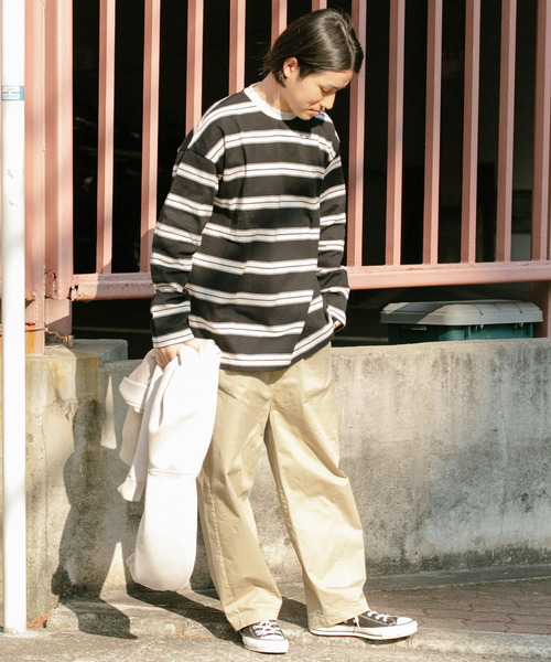 ITEMS URBANRESEARCH（アイテムズ アーバンリサーチ）の「コットンボーダー 長袖リブカットソー（Tシャツ/カットソー・メンズ・オフホワイト/グレー/ブラック・MEDIUM/LARGE）」の18枚目の写真