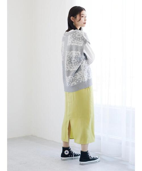 Green　Parks（グリーンパークス）の「サテンIラインスカート（スカート・レディース・オレンジ/グリーン/ホワイト系その他2・FREE）」の14枚目の写真