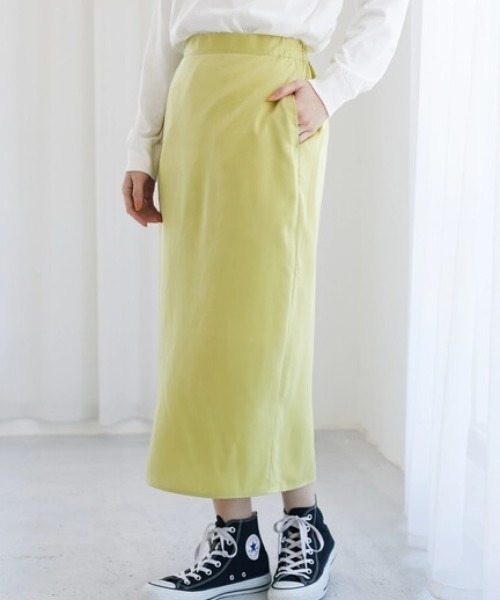 Green　Parks（グリーンパークス）の「サテンIラインスカート（スカート・レディース・オレンジ/グリーン/ホワイト系その他2・FREE）」の3枚目の写真