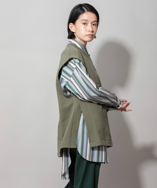 Munich（ミューニック）の「30/10フレンチテリーオーバージレ（Tシャツ/カットソー・レディース・ブラック/カーキ/ライトベージュ・FREE）」の8枚目の写真