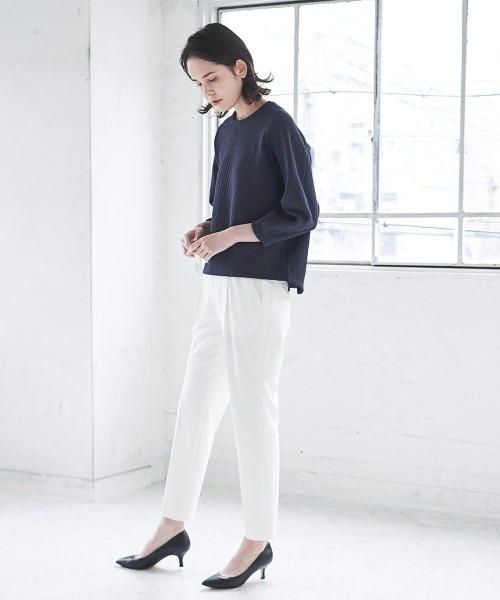 la.f…(ラエフ)の「HAUTEC ペグトップパンツ《セットアップ対応/洗濯機で洗える》(スラックス・レディース・ホワイト/ネイビー/グレー/ダークネイビー/ホワイト系その他・11号/7号/9号)」の16枚目の写真