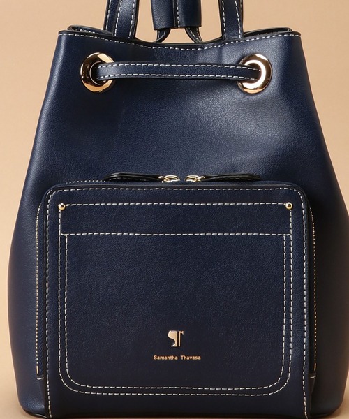 Samantha Thavasa（サマンサタバサ）の「Pomme d'espoir ポムディスポワール ステッチリュック（バックパック/リュック・レディース・ネイビー/キャメル/グレイッシュベージュ・FREE）」の13枚目の写真