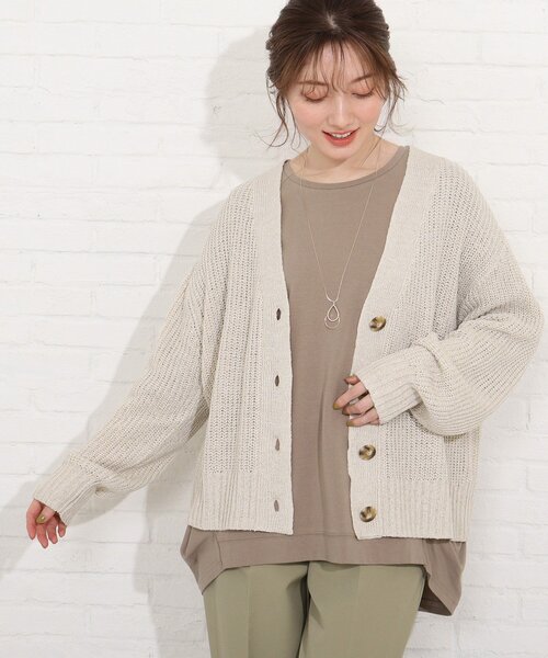 SHOO・LA・RUE（シューラルー）の「◆テープヤーンブレンドVネックカーディガン（カーディガン/ボレロ・レディース・ブルー/グリーン/ナチュラル/アイボリー系4・00）」の2枚目の写真