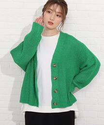 ◆テープヤーンブレンドVネックカーディガン