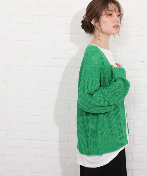 SHOO・LA・RUE（シューラルー）の「◆テープヤーンブレンドVネックカーディガン（カーディガン/ボレロ・レディース・ブルー/グリーン/ナチュラル/アイボリー系4・00）」の10枚目の写真