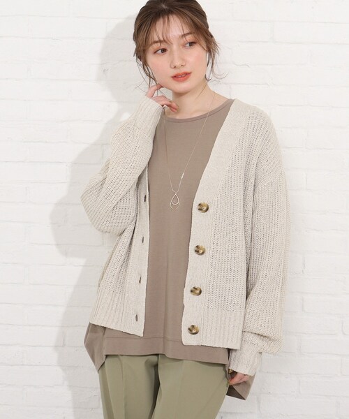 SHOO・LA・RUE（シューラルー）の「◆テープヤーンブレンドVネックカーディガン（カーディガン/ボレロ・レディース・ブルー/グリーン/ナチュラル/アイボリー系4・00）」の7枚目の写真