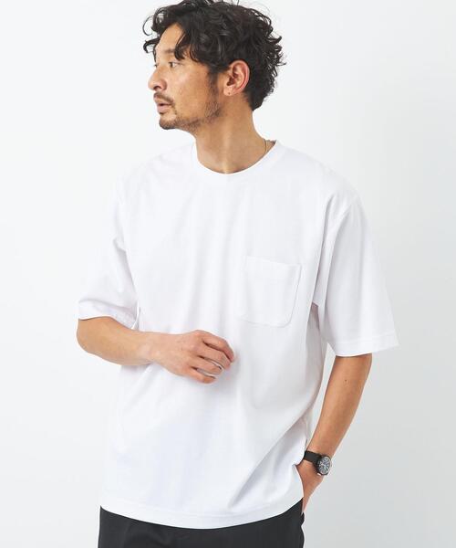 green label relaxing(グリーンレーベルリラクシング)の「オーガニックポンチ クルーネック 半袖 カットソー -抗菌- OVLG(Tシャツ/カットソー・メンズ・ブラック/ホワイト/ロイヤルブルー/モカ・S/M/XL/L/XXL)」の2枚目の写真