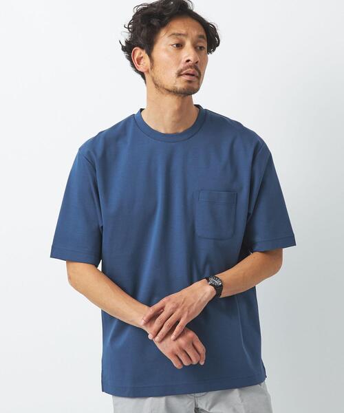 green label relaxing(グリーンレーベルリラクシング)の「オーガニックポンチ クルーネック 半袖 カットソー -抗菌- OVLG(Tシャツ/カットソー・メンズ・ブラック/ホワイト/ロイヤルブルー/モカ・S/M/XL/L/XXL)」の1枚目の写真