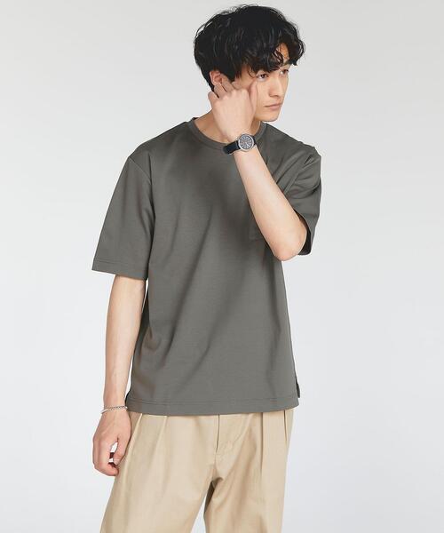 green label relaxing(グリーンレーベルリラクシング)の「オーガニックポンチ クルーネック 半袖 カットソー -抗菌- OVLG(Tシャツ/カットソー・メンズ・ブラック/ホワイト/ロイヤルブルー/モカ・S/M/XL/L/XXL)」の5枚目の写真