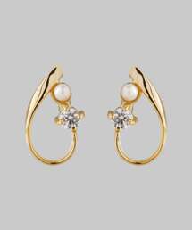パール×ビジューラインピアス[D]