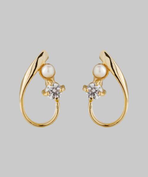 ANEMONE（アネモネ）の「パール×ビジューラインピアス[D]（ピアス（両耳用）・レディース・ゴールド/ピンクゴールド・FREE）」の2枚目の写真
