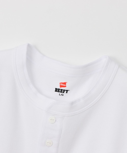 HANES（ヘインズ）の「【Hanes/ヘインズ】メンズ ビーフィー リブヘンリーネックTシャツ（Tシャツ/カットソー・メンズ・ホワイト/ブラック/ネイビー/ヘザーグレー・SMALL/MEDIUM/LARGE/X-LARGE）」の6枚目の写真