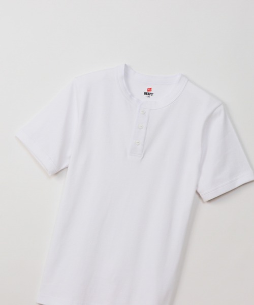 HANES（ヘインズ）の「【Hanes/ヘインズ】メンズ ビーフィー リブヘンリーネックTシャツ（Tシャツ/カットソー・メンズ・ホワイト/ブラック/ネイビー/ヘザーグレー・SMALL/MEDIUM/LARGE/X-LARGE）」の5枚目の写真