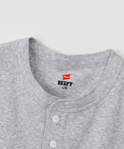 HANES（ヘインズ）の「【Hanes/ヘインズ】メンズ ビーフィー リブヘンリーネックTシャツ（Tシャツ/カットソー・メンズ・ホワイト/ブラック/ネイビー/ヘザーグレー・SMALL/MEDIUM/LARGE/X-LARGE）」の11枚目の写真