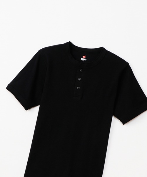 HANES（ヘインズ）の「【Hanes/ヘインズ】メンズ ビーフィー リブヘンリーネックTシャツ（Tシャツ/カットソー・メンズ・ホワイト/ブラック/ネイビー/ヘザーグレー・SMALL/MEDIUM/LARGE/X-LARGE）」の9枚目の写真