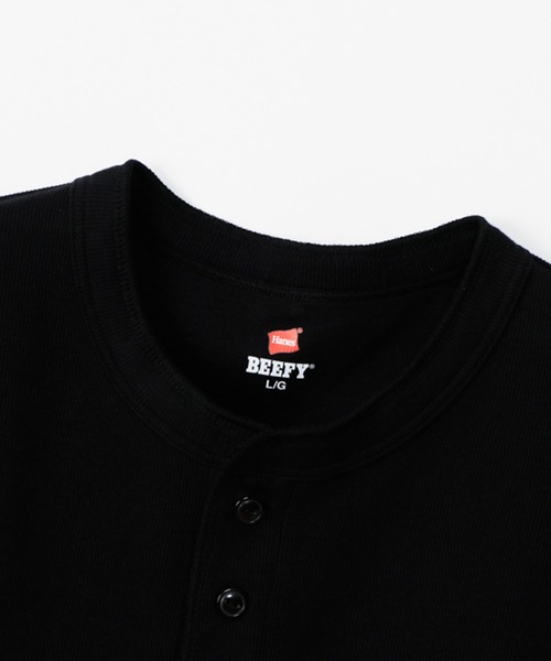 HANES（ヘインズ）の「【Hanes/ヘインズ】メンズ ビーフィー リブヘンリーネックTシャツ（Tシャツ/カットソー・メンズ・ホワイト/ブラック/ネイビー/ヘザーグレー・SMALL/MEDIUM/LARGE/X-LARGE）」の10枚目の写真