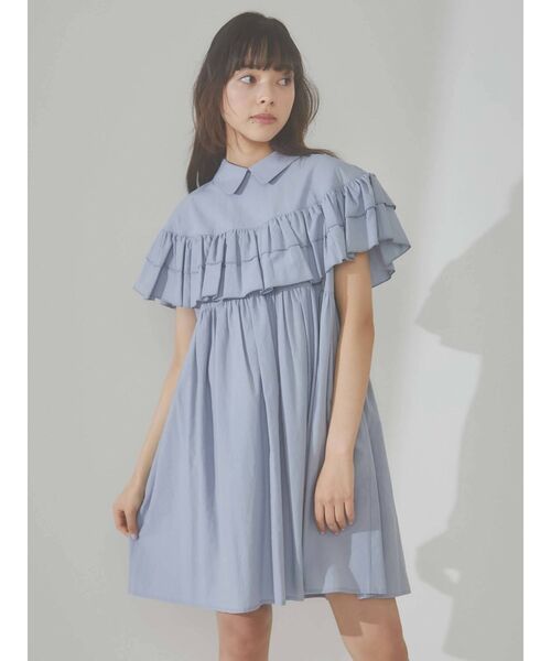 merry jenny（メリージェニー）の「Wフリルケープミニワンピース（ワンピース・レディース・オフホワイト/ブラック/ブルー・FREE）」の3枚目の写真