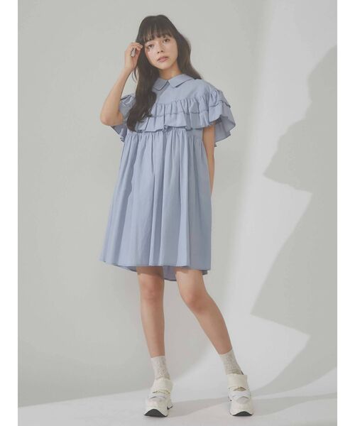 merry jenny（メリージェニー）の「Wフリルケープミニワンピース（ワンピース・レディース・オフホワイト/ブラック/ブルー・FREE）」の5枚目の写真
