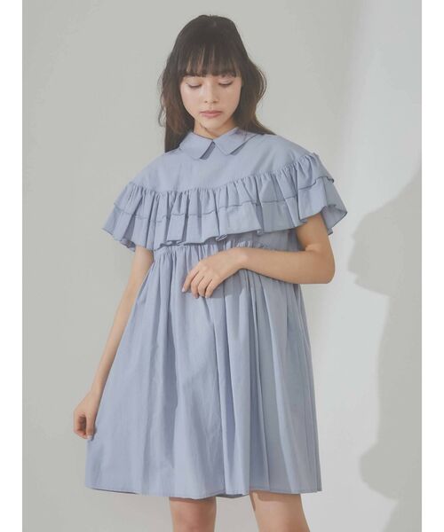 merry jenny（メリージェニー）の「Wフリルケープミニワンピース（ワンピース・レディース・オフホワイト/ブラック/ブルー・FREE）」の6枚目の写真