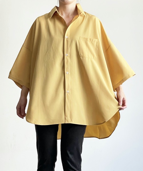 THE TWENTYSEVEN（ザ トゥエンティーセブン）の「The TWENTYSEVEN:PE STRETCH DROP SHOULDER SHIRTS S/S ポリストレッチドロップショルダーシャツショートスリーブ（シャツ/ブラウス・レディース・ホワイト/グリーン/チャコールグレー/イエロー・L/M/XL）」の4枚目の写真