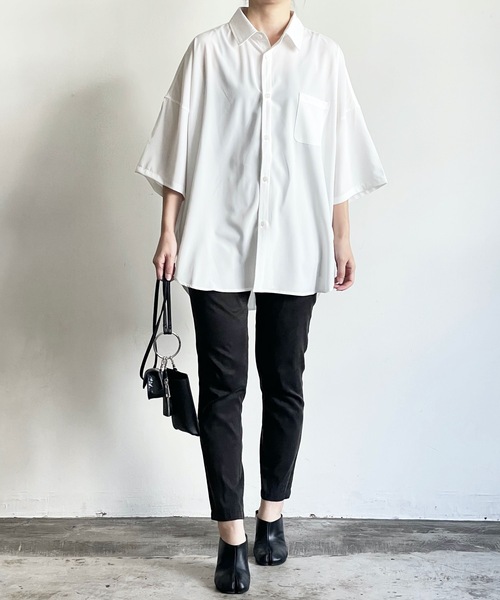 THE TWENTYSEVEN（ザ トゥエンティーセブン）の「The TWENTYSEVEN:PE STRETCH DROP SHOULDER SHIRTS S/S ポリストレッチドロップショルダーシャツショートスリーブ（シャツ/ブラウス・レディース・ホワイト/グリーン/チャコールグレー/イエロー・L/M/XL）」の8枚目の写真