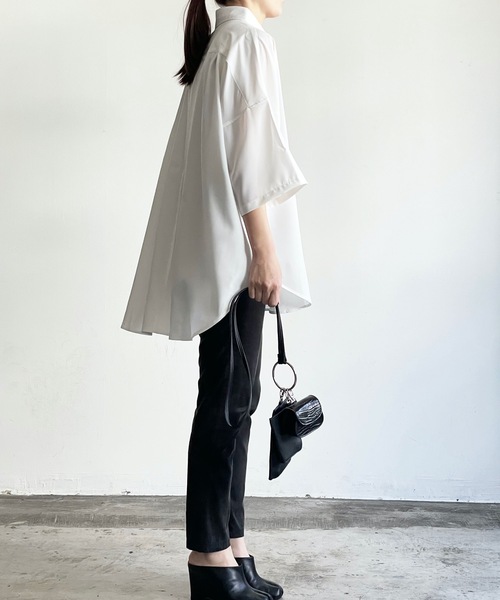 THE TWENTYSEVEN（ザ トゥエンティーセブン）の「The TWENTYSEVEN:PE STRETCH DROP SHOULDER SHIRTS S/S ポリストレッチドロップショルダーシャツショートスリーブ（シャツ/ブラウス・レディース・ホワイト/グリーン/チャコールグレー/イエロー・L/M/XL）」の13枚目の写真