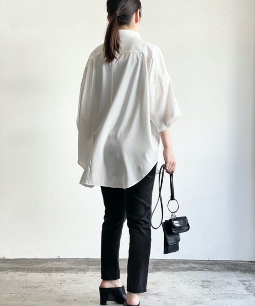 THE TWENTYSEVEN（ザ トゥエンティーセブン）の「The TWENTYSEVEN:PE STRETCH DROP SHOULDER SHIRTS S/S ポリストレッチドロップショルダーシャツショートスリーブ（シャツ/ブラウス・レディース・ホワイト/グリーン/チャコールグレー/イエロー・L/M/XL）」の12枚目の写真