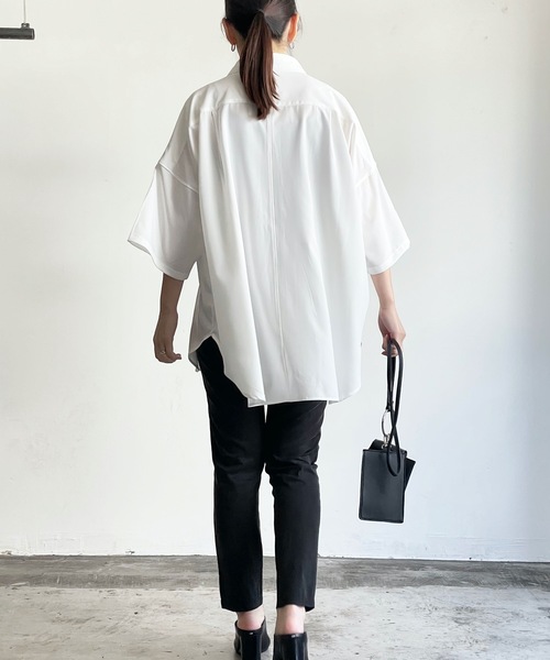 THE TWENTYSEVEN（ザ トゥエンティーセブン）の「The TWENTYSEVEN:PE STRETCH DROP SHOULDER SHIRTS S/S ポリストレッチドロップショルダーシャツショートスリーブ（シャツ/ブラウス・レディース・ホワイト/グリーン/チャコールグレー/イエロー・L/M/XL）」の14枚目の写真