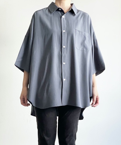 THE TWENTYSEVEN（ザ トゥエンティーセブン）の「The TWENTYSEVEN:PE STRETCH DROP SHOULDER SHIRTS S/S ポリストレッチドロップショルダーシャツショートスリーブ（シャツ/ブラウス・レディース・ホワイト/グリーン/チャコールグレー/イエロー・L/M/XL）」の15枚目の写真