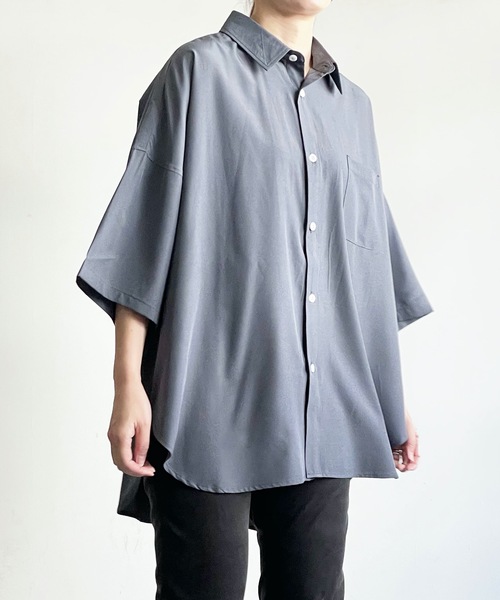 THE TWENTYSEVEN（ザ トゥエンティーセブン）の「The TWENTYSEVEN:PE STRETCH DROP SHOULDER SHIRTS S/S ポリストレッチドロップショルダーシャツショートスリーブ（シャツ/ブラウス・レディース・ホワイト/グリーン/チャコールグレー/イエロー・L/M/XL）」の16枚目の写真
