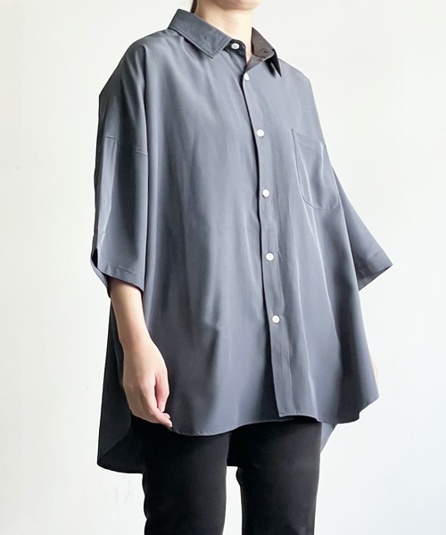 THE TWENTYSEVEN（ザ トゥエンティーセブン）の「The TWENTYSEVEN:PE STRETCH DROP SHOULDER SHIRTS S/S ポリストレッチドロップショルダーシャツショートスリーブ（シャツ/ブラウス・レディース・ホワイト/グリーン/チャコールグレー/イエロー・L/M/XL）」の18枚目の写真