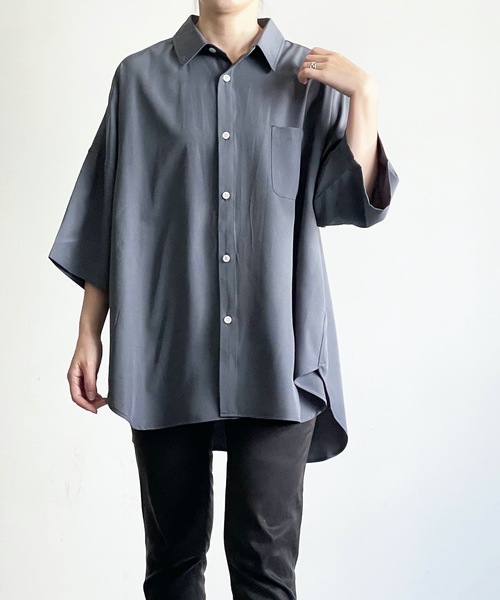 THE TWENTYSEVEN（ザ トゥエンティーセブン）の「The TWENTYSEVEN:PE STRETCH DROP SHOULDER SHIRTS S/S ポリストレッチドロップショルダーシャツショートスリーブ（シャツ/ブラウス・レディース・ホワイト/グリーン/チャコールグレー/イエロー・L/M/XL）」の19枚目の写真