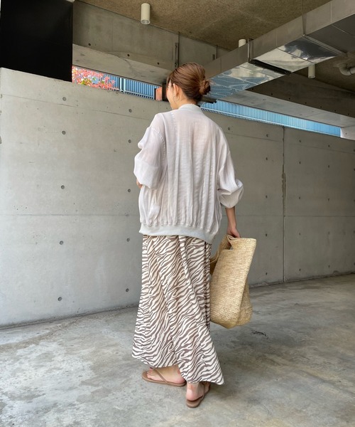 DOUDOU MA1 ブルゾン ジャンパー シアー ライトベージュ DouDou（ドゥドゥ）の「シアーMA1ブルゾン（ブルゾン）」 - WEAR
