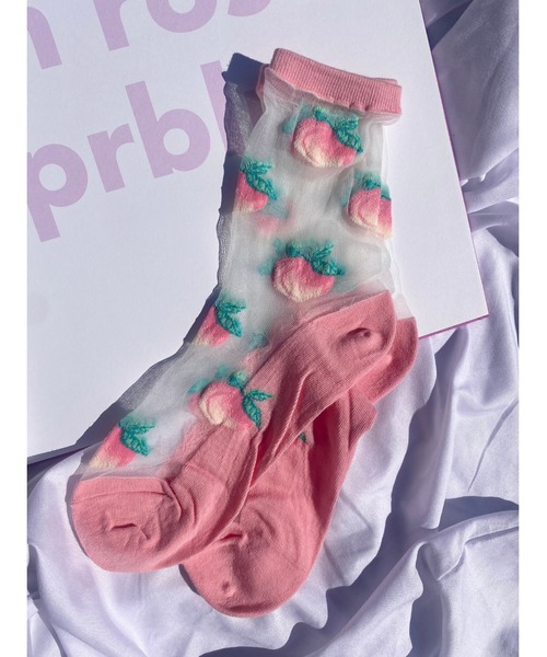 WC（ダブル シー）の「フルーツシアーソックス（ソックス/靴下・レディース・イエロー/ブラック/ピンク/ホワイト・FREE）」の4枚目の写真