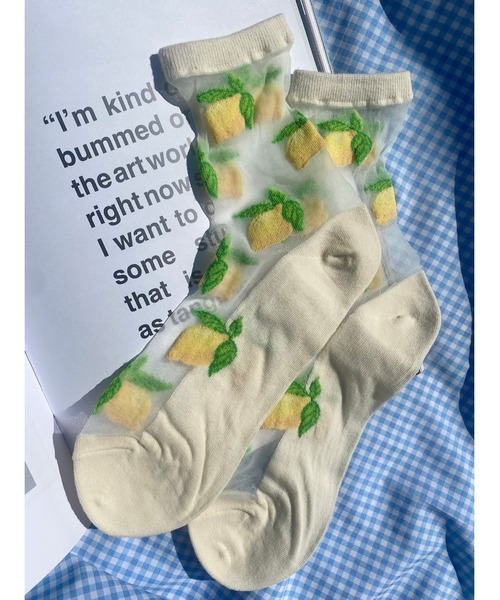 WC（ダブル シー）の「フルーツシアーソックス（ソックス/靴下・レディース・イエロー/ブラック/ピンク/ホワイト・FREE）」の3枚目の写真