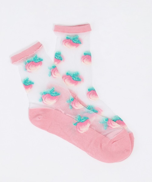 WC（ダブル シー）の「フルーツシアーソックス（ソックス/靴下・レディース・イエロー/ブラック/ピンク/ホワイト・FREE）」の6枚目の写真