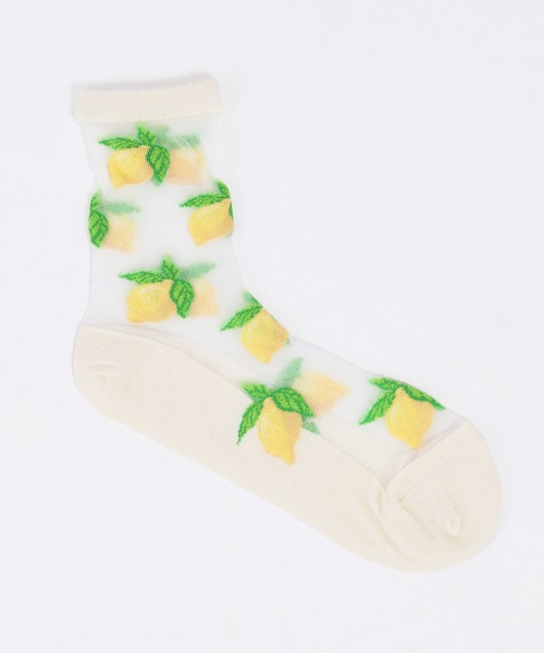 WC（ダブル シー）の「フルーツシアーソックス（ソックス/靴下・レディース・イエロー/ブラック/ピンク/ホワイト・FREE）」の7枚目の写真