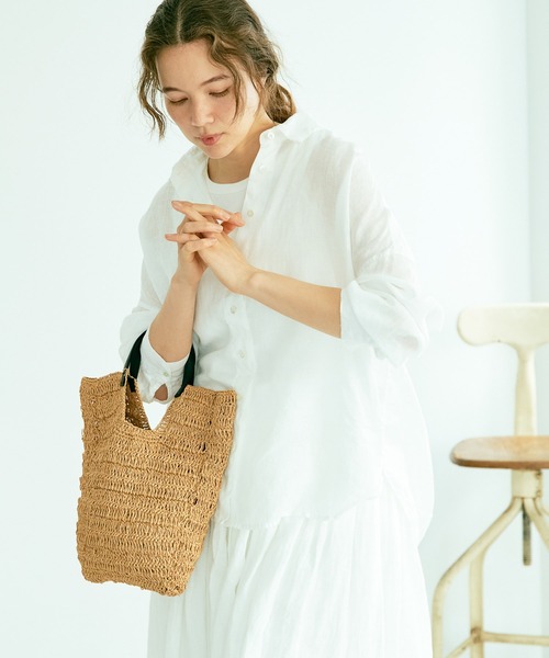 PUAL CE CIN（ピュアルセシン）の「フレンチリネンブラウス（シャツ/ブラウス・レディース・オフホワイト/ブラック/ベージュ・FREE）」の5枚目の写真