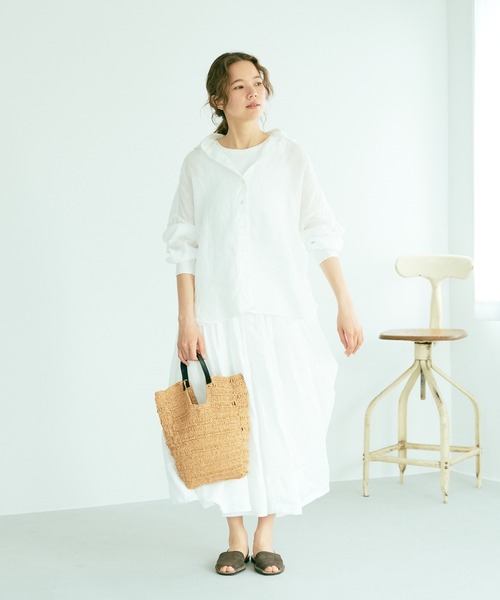 PUAL CE CIN（ピュアルセシン）の「フレンチリネンブラウス（シャツ/ブラウス・レディース・オフホワイト/ブラック/ベージュ・FREE）」の6枚目の写真